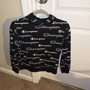 Champion Kids Black and White Logo Crewneck Sweater